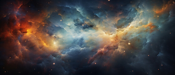 Obraz premium Abstract colorful wallpaper 21:9 , Galaxy design realistic image, AI-generated illustrations of colorful galaxies, supernovas, stars and planets in the universe.
