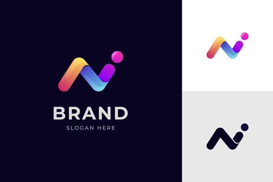 letter ai identity logo design with multicolor shape icon design element, minimalist style for business technology and company identity
