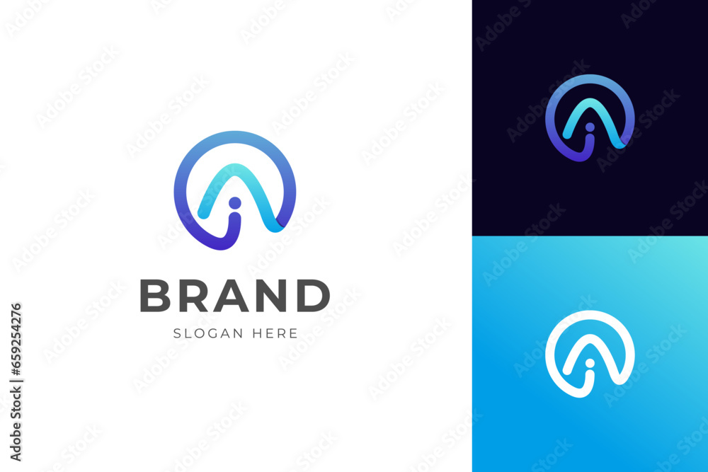 Poster letter ai identity logo design with multicolor shape icon design element, minimalist style for busin