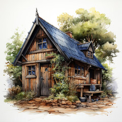 Idyllic Isolation: A Quaint Wooden Cottage Nestled in the Woods,wooden house in the woods,wooden house in the forest,old wooden house