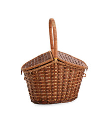 Obraz premium Wicker basket with lid isolated on white background