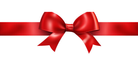a red ribbon bow on a white background
