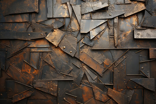 industrial surface texture of scrap metal plates, rusted material texture