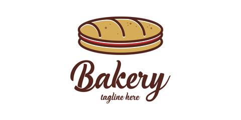 bakery logo design with a bread icon made with minimalist lines.