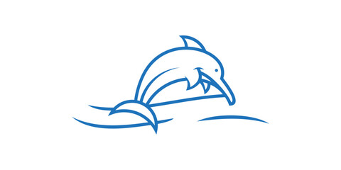 dolphin animal element logo design made with minimalist lines.