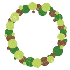 Green and brown bubble wreath watercolor illustration for decoration on nature and organic life style.