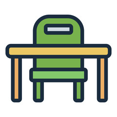 Table and Chair For Kid filled line icon