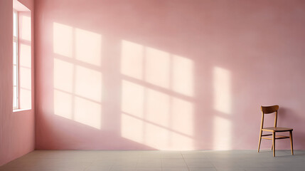 Elegant Light Pink Wall with Artful Light and Shadow