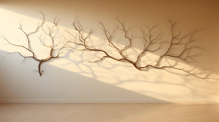 Shadow of Tree Branches on Light Beige Wall