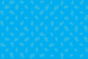illustration line of flower on blue background.