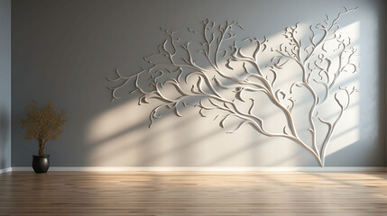 Smooth Gray Wall with Elegant Openwork Shadow