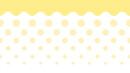黄色い波線ヘッダーと水玉模様の背景素材　16：9 - obrazy, fototapety, plakaty
