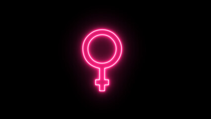 Neon Female sex symbol in flat style. Women gender illustration on black isolated background. Girl masculine business concept. © MD. MUNNA ISLAM