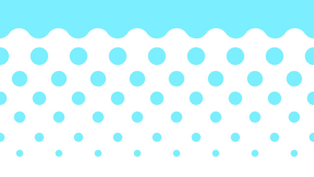 水色の波線ヘッダーと水玉模様の背景素材　16：9
