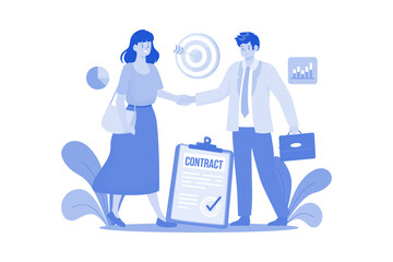 Woman and man business contract