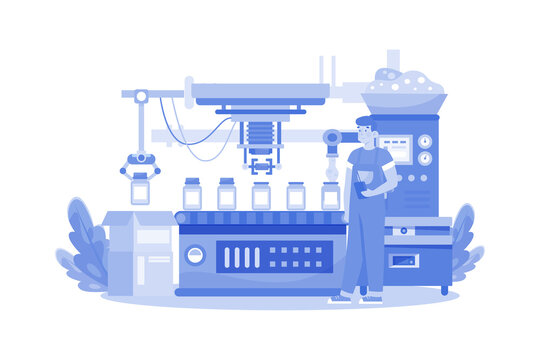 Automated production line Illustration concept au white background