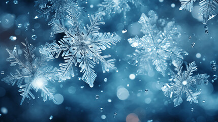 Fototapeta na wymiar Abstract Winter Background Featuring Snowflakes and Ice