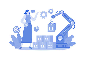 Warehouse Automation Illustration concept Au white background