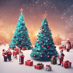 Obraz premium christmas tree with gifts