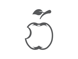 apple logo, simple with a bite mark on the apple, graphic design illustration