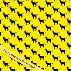 hand drawing halloween pattern cute black cat elemen
