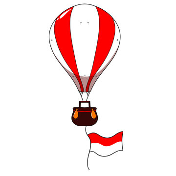 Hot air balloon with Indonesian flag