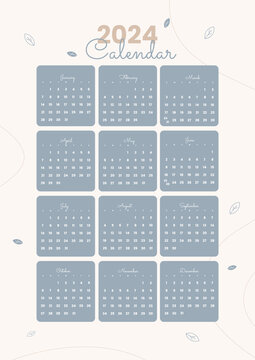 clean calendar template 2024 falling leaves