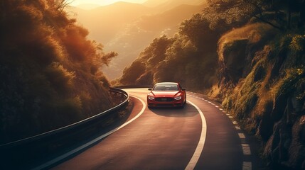 Nightfall Drive: A Journey through Motion and Sky on the Asphalt Freeway, generative AI