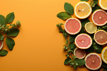A Symphony of Citrus and Spices,frame of fruits,citrus fruit background