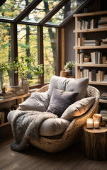 Cozy Living Room with a Mountain View,Comfortable recliners, living room scenic design