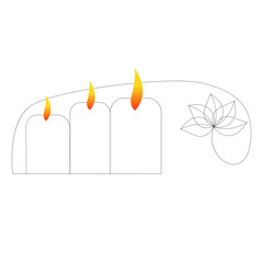 Happy Hanukkah, Jewish Festival of Lights background for greeting card, invitation, banner. Continuous  line art. Vector illustration minimalistic design