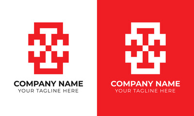 Creative corporate modern minimal monogram abstract business logo design template