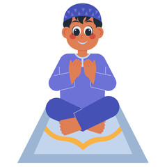 Muslim Kid Boy Praying Illustration