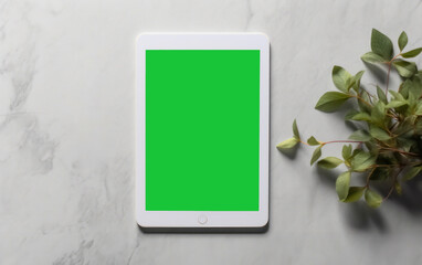 tablet with green screen, tablet mockup, tablet on white background