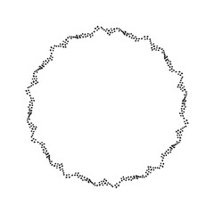 Fototapeta premium Scandi wreath in quirky vector style isolated on white background. Decorative frames for playful antique graphics. Monochrome ornate quirky illustration. 