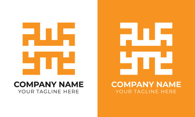 Creative modern minimal abstract monogram initial letter wm logo design template