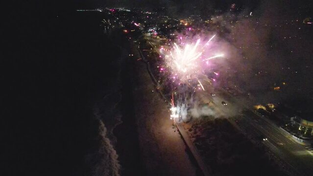 drone view of fireworks in Carlsbad