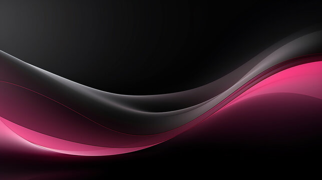 Abstract shiny color pink wave design element with glitter effect on dark background. elegant background with red and pink waves. abstract pink and black dark are light with the gradient 3d wave.