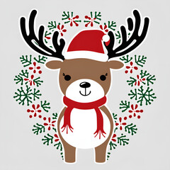 Cute reindeer cartoon for Christmas.