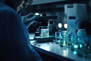 Scientist working in a laboratory with samples