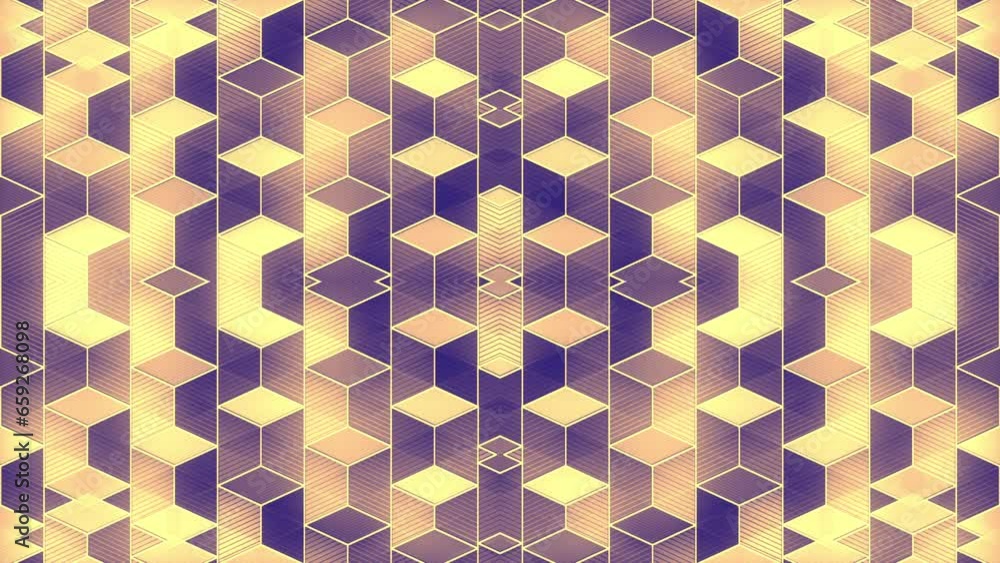 Poster Kaleidoscopic background with loop animation of rectangular shapes. 3d rendering
