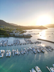 Aerial view of marina in Airlie Beach, Queensland, Australia © Juana