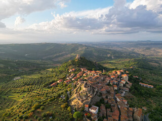Aerial view of Castiglione d'Orcia in Tuscany, Italy