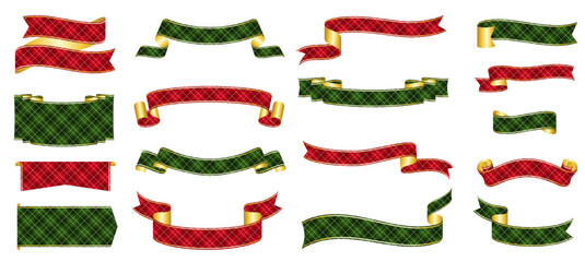 christmas ribbon banner design material - obrazy, fototapety, plakaty