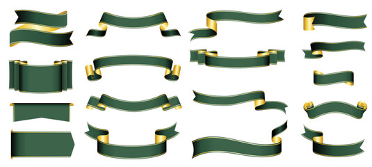 green ribbon banner design material
