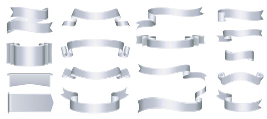silver ribbon banner design material