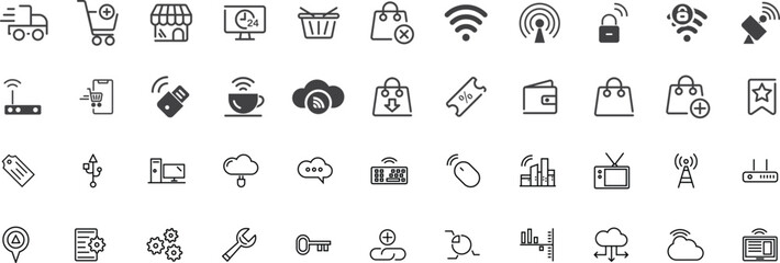 E-Commerce & User interface Ui Outline Icons. vector