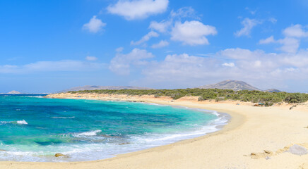 Landscape with Kedros beach, Alyko region, Naxos island, Greece Cyclades - obrazy, fototapety, plakaty