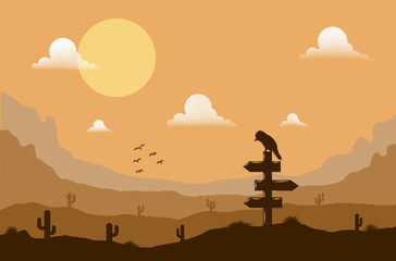 Fototapeta na wymiar illustration desert landcape,background desert,desert landcape with on the sunset background