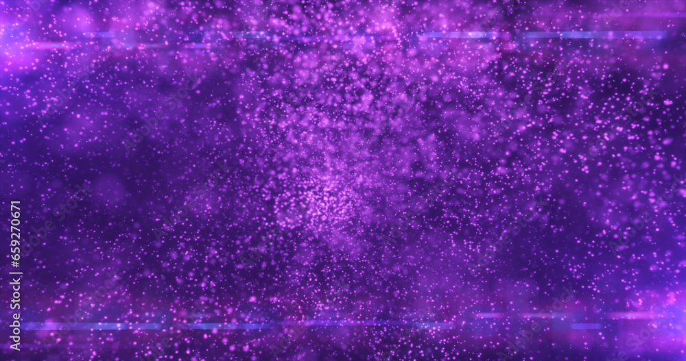 Poster purple background of many blurred circles with bokeh effect of energy magical glowing particles and 
